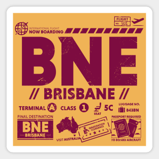 Vintage Brisbane BNE Airport Code Travel Day Retro Travel Tag Australia B Magnet